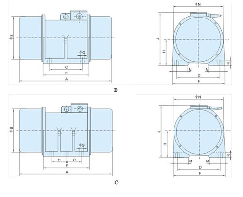 XUM振動(dòng)電機(jī)外形及安裝尺寸 XUM振動(dòng)電機(jī)外形及安裝尺寸